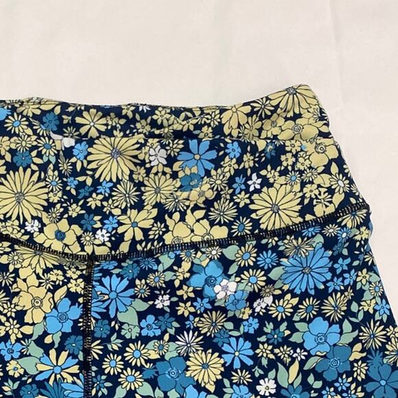 Free People Loose Control Wrap Leggings Floral Large Daisy Blue Green Yellow GUC - Picture 13 of 13